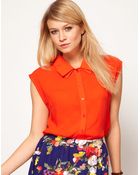 ASOS Collection Blouse with Folded Collar - Lyst