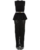 Alessandra Rich Cady and Lace Peplum Gown - Lyst