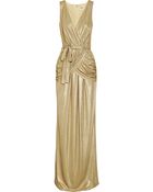 Alice By Temperley River Golden Belted Draped Lamé Gown - Lyst