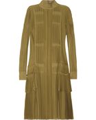 Vera Wang Pleated Silk Chiffon Dress - Lyst