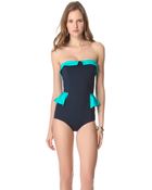 Marc By Marc Jacobs Colorblock Peplum One Piece Swimsuit - Lyst