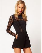 ASOS Collection Asos Playsuit with Lace Insert - Lyst