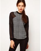 ASOS Collection Asos Sweatshirt with Dogtooth Panel - Lyst