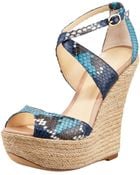 Alexandre Birman Python Espadrille Wedge Bleu - Lyst