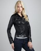 7 For All Mankind Black Lacquer Motorcycle Jacket - Lyst