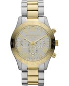 Michael Kors Layton Chronograph Watch Silvercolorgolden - Lyst