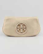 Tory Burch Glitter Logo Clutch Bag Chocolate - Lyst
