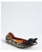 Lanvin Dark Gold Patent Leather Bow Ballet Flats - Lyst
