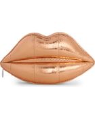 Lulu Guinness Lips Metallic Snakeskin Clutch - Lyst