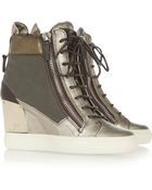 Giuseppe Zanotti Metallic Leather Wedge Sneakers - Lyst