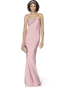 Oscar de la Renta Satin Strapless Beaded Bodice Gown - Lyst