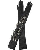 Lanvin Crystalembroidered Long Leather Gloves - Lyst