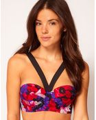 Asos Floral Padded Longline Fuller Bust Bikini Top - Lyst
