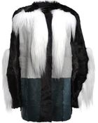 Lanvin Fur Paneled Coat - Lyst
