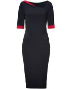 Donna Karan New York Blacklipstick Red Bicolor Draped Dress - Lyst