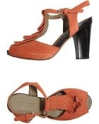 Lena Milos T-Strap Fringed Platform Sandals - Lyst