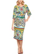 Dolce & Gabbana Plates Printed Viscose Cady Dress - Lyst