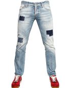 DSquared² 19cm Denim Patch Slim Fit Jeans - Lyst