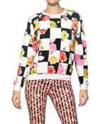 MSGM Flower Checked Cotton Fleece Sweatshirt - Lyst