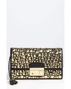 Michael Kors Gia Studded Leather Clutch - Lyst