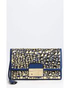 Michael Kors Gia Studded Leather Clutch - Lyst