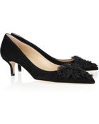Oscar de la Renta Jennifer Embellished Suede Pumps - Lyst