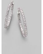 Roberto Coin Diamond 18k White Gold Hoop Earrings1frac14 - Lyst