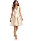 Theia Pleated Floral Brocade Cocktail Dress - Lyst