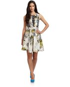 Cynthia Rowley Silk Satin Abstract Floral Dress - Lyst