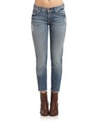 7 For All Mankind Cropped Skinny Jeans - Lyst