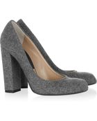 Michael Kors Block Heeled Felt Pumps - Lyst