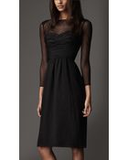 Burberry Pleated Silk Chiffon Dress - Lyst
