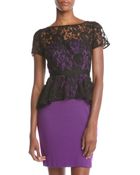 Donna Morgan Lace Peplum Dress - Lyst