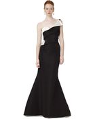 Oscar de la Renta One Shoulder Two Tone Gown - Lyst