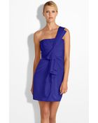 BCBGMAXAZRIA Drape Front One Shoulder Satin Dress - Lyst