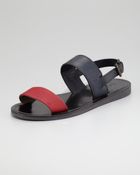 Lanvin Mixedstrap Flat Sandal - Lyst