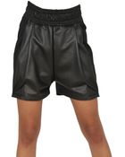Damir Doma Leather and Coated Cotton Fleece Shorts - Lyst