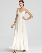 Aidan Mattox Gown V Neck Beaded Straps - Lyst