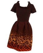 Oscar de la Renta Embroidered Round Collar Dress - Lyst