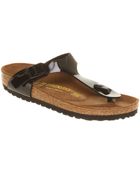Birkenstock Toe Thong Footbed Black Patent - Lyst