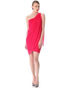 Alice + Olivia One Shoulder Draped Dress - Lyst