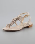 Stuart Weitzman Shimmery Suede Fringe Sandal - Lyst