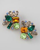 Oscar de la Renta Crystal Cluster Clip Earrings - Lyst