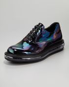 Prada Oil Slick Iridescent Laceup Shoe - Lyst