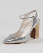 Chloé Metallic Leather Anklestrap Pump - Lyst