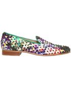Etro 10mm Floral Cotton and Swarovski Loafers - Lyst