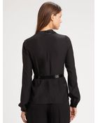 Lafayette 148 New York Asymmetrical Silk Blouse - Lyst