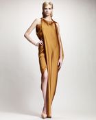 Lanvin Asymmetric Draped Satin Gown - Lyst