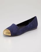 Saint Laurent Metallic Captoe Suede Loafers - Lyst