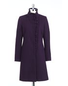 DKNY Ruffled Walker Coat - Lyst